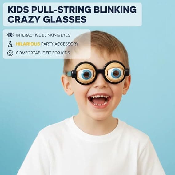 Blinking Eyeglasses Crazy Eyes Flashing Glasses Kids Drawstring Blinking Crazy Glasses