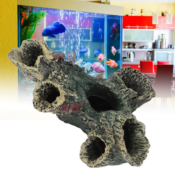 Akvarietreetrehus Akvarium Skjulested Huler Dekorasjoner for Betta Skilpadder Små Øgler Reptiler