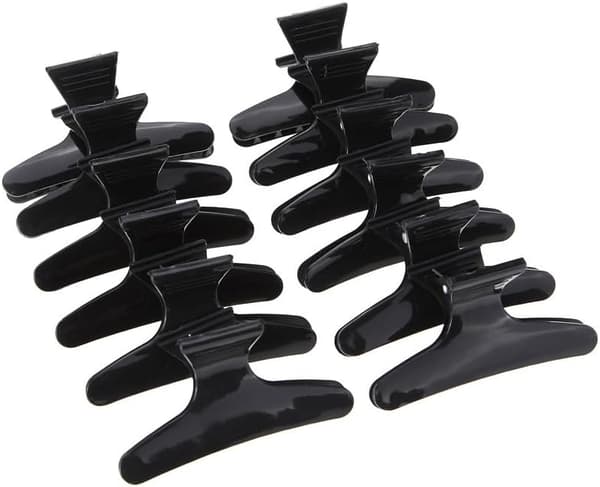 12x sommerfuglehårklemme, sort sommerfugl plasthårklemme hår