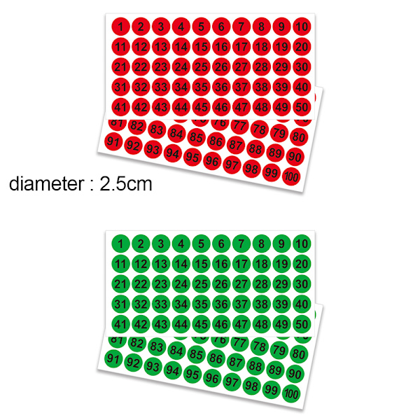 Numerotarrat, 2 pussia numeroitu 1-50 ja 51-100 vedenpitävä
