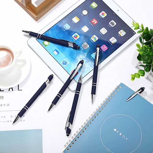 12 stk. kuglepen med stylus-spids, 1,0 mm sort blæk, metal