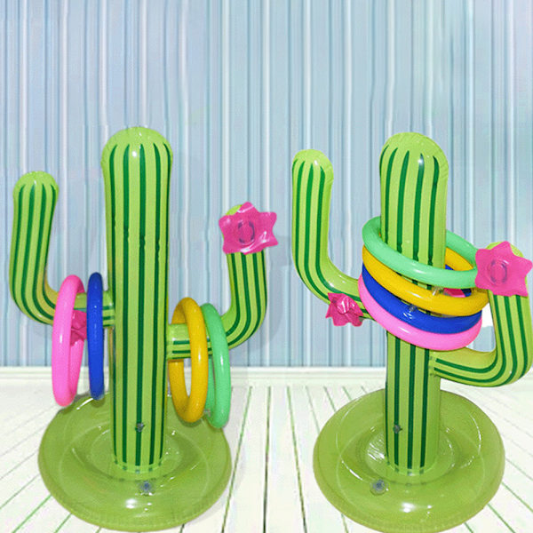 Uppblåsbar Cactus Ring Toss Spel Set Mål Kast Flytande