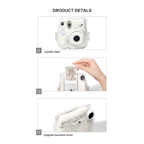 Krystalklar beskyttende etui til Fujifilm Instax Mini 7+ kamera