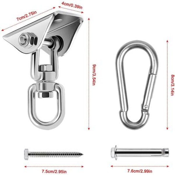 Heavy Duty Rustfrit Stål Loftskrog, 360° Rotation Hængende Sving Krog