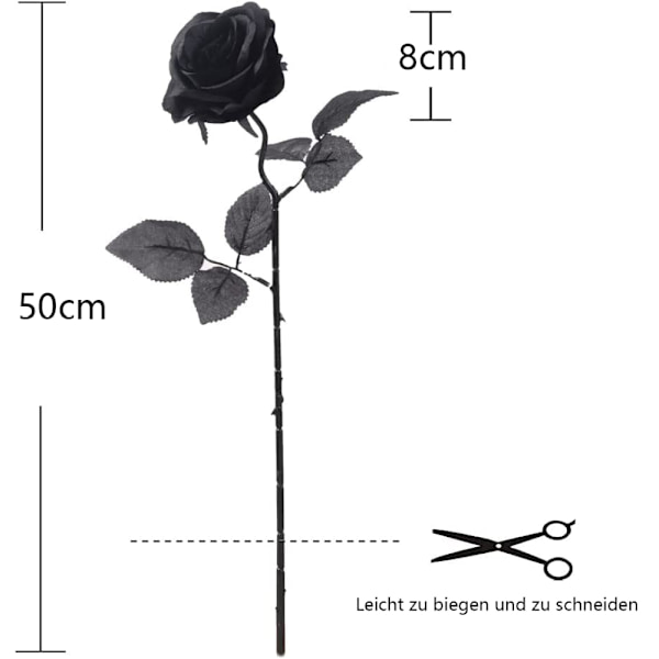 12 stk. kunstige roser - helt sorte