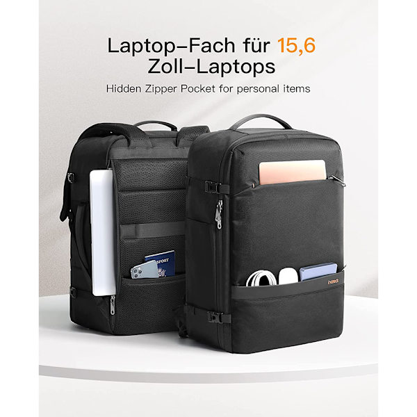 Inateck 42L Super Stor Handbagage Resväska Flygplan Laptop Ryggsäck för 15,6 tums bärbara datorer, Flyg Godkänd Ryggsäck Kabin Ryggsäck