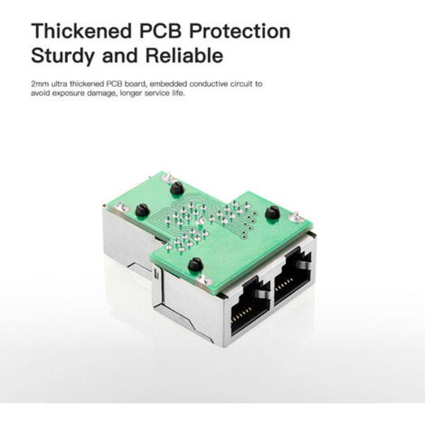 RJ45 Splitter Adapter 1 til 2 Port Hunnkontakt for Ethernet