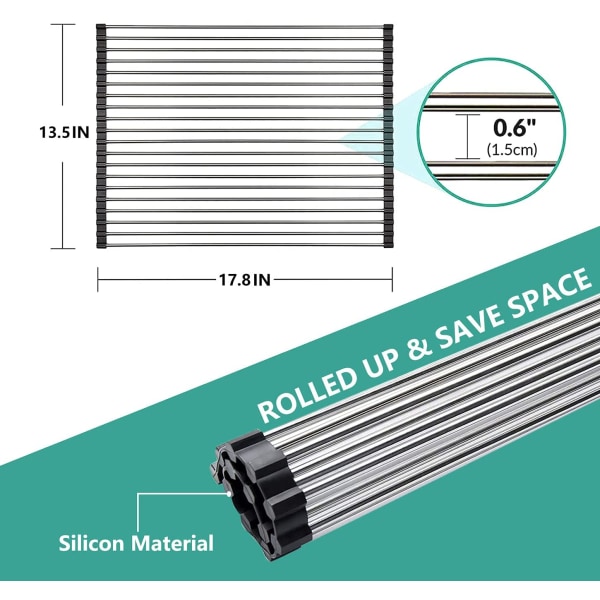 Rul op opvaskestativ, YTFSUCT 17,8” x 13,5” Multifunktionel