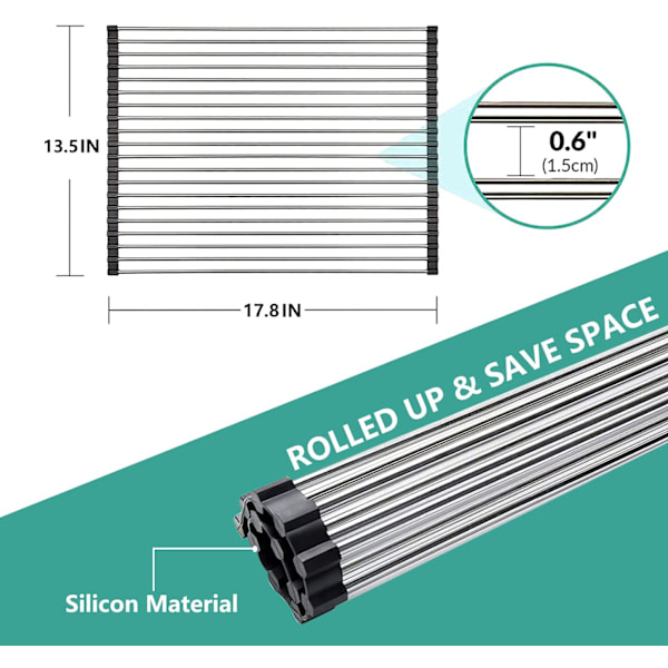 Rull opp oppvaskstativ, YTFSUCT 17,8” x 13,5” flerbruks