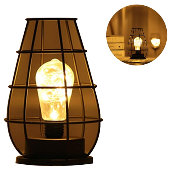 Kaishengyuan Svart Metalltråd Bordlampe, Jernkurv, Bur-S