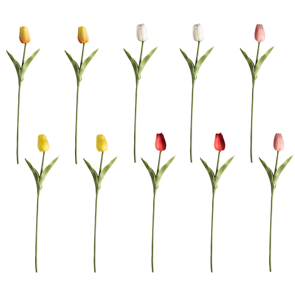 10 stk PU kunstige tulipaner ekte touch kunstige blomsteroppsats