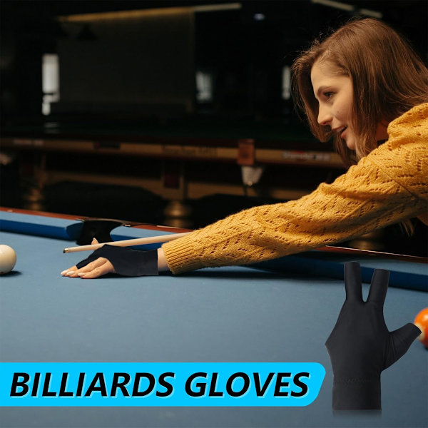 Snooker- ja biljardiampumakuulanuppi - Vasen käsi - Avoimet kolme sormea - Spandex-hanskat