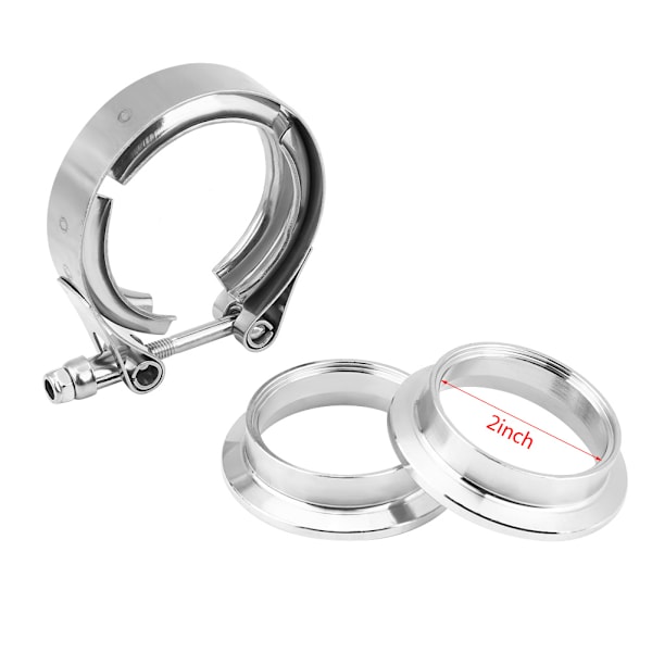 2 Tums V-Band Klämma Fläns Kit för Turbo Avgassystem Downpipes Rostfritt Stål