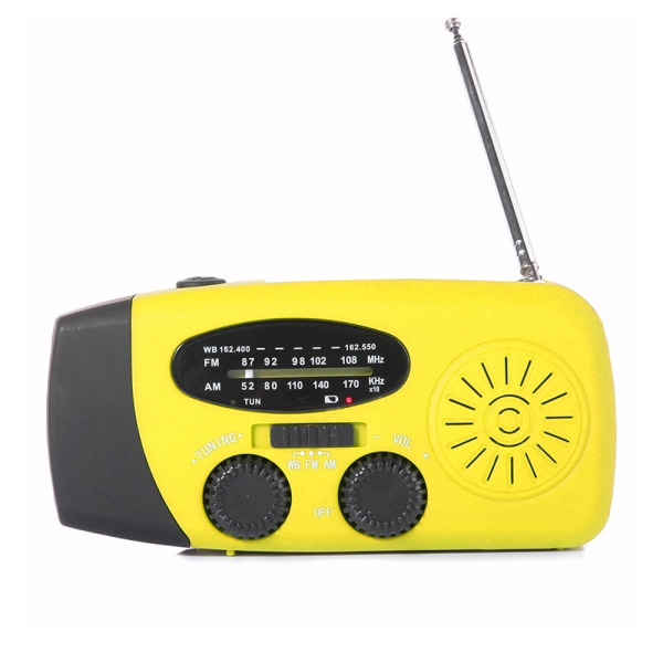 Nödhandvevsradio med LED-ficklampa, AM/FM NOAA Porta