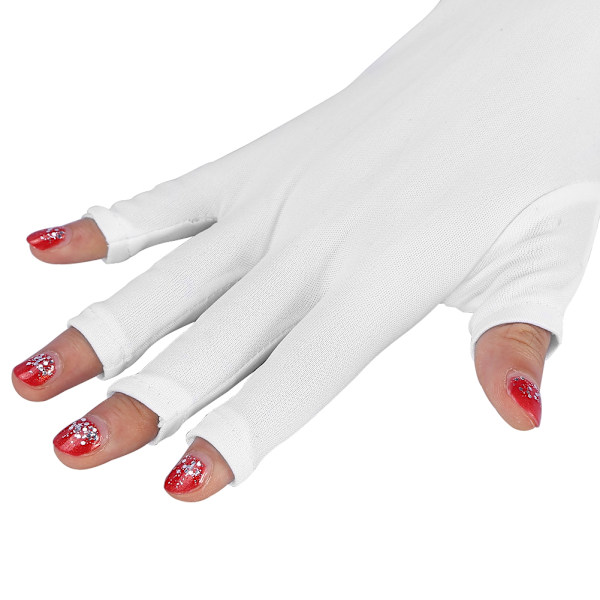 1 par hvide nyttige anti-UV lange handsker til UV-lys/lampe strålingsbeskyttelse manicure