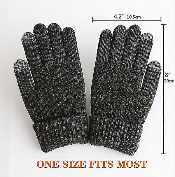 Dww-2 par kvinders vinter touch screen handsker varme fleeceforede strikhandsker elastisk manchet vinter sms-handsker sort + grå