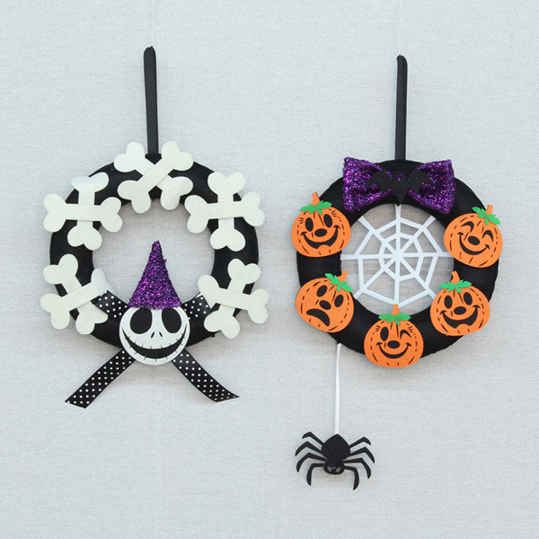 20cm Non-Woven Halloween Krans, Græskar Krans til Indendørs Udendørs
