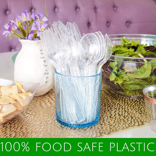 Engångsbestick i klar plast, engångsbestick i tungvikt