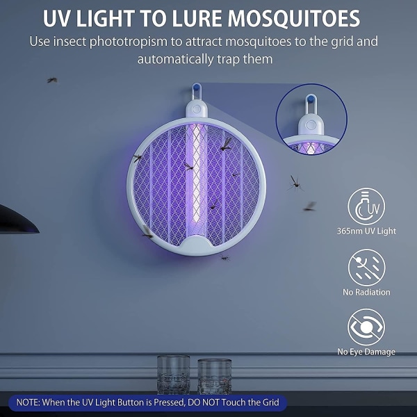 Flashvin Bug Zapper Racket, Electric Fly Swatter with Hook and
