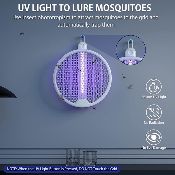 Flashvin Bug Zapper Racket, Elektrisk flugsmällare med krok och