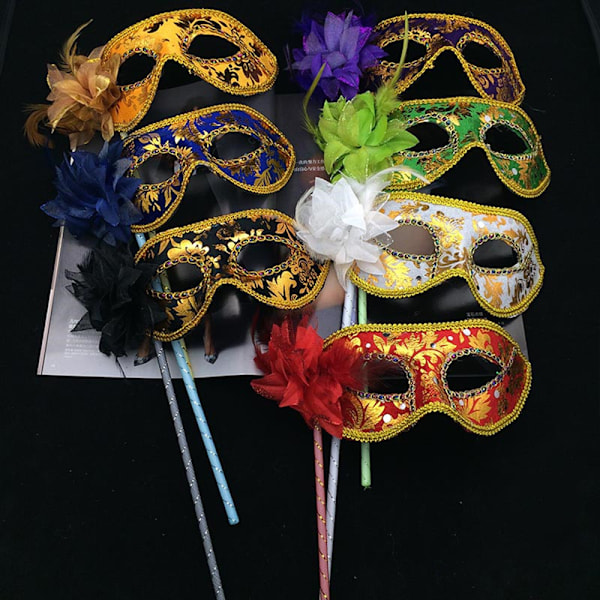 Ball håndholdt slør maske - Blå håndholdt