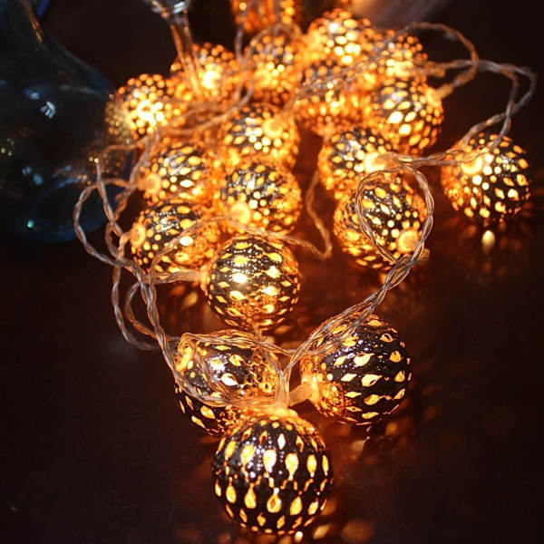 Marokkansk Globe String Lights USB 8 Tilstand 24ft 50 LED Rosaguld De