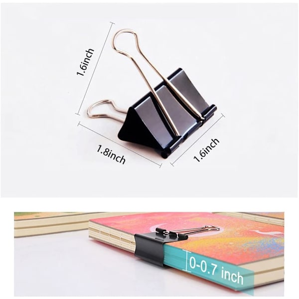 Store Binder Clips 1,6 tommer (24 pakke), Store Papirklemmer til
