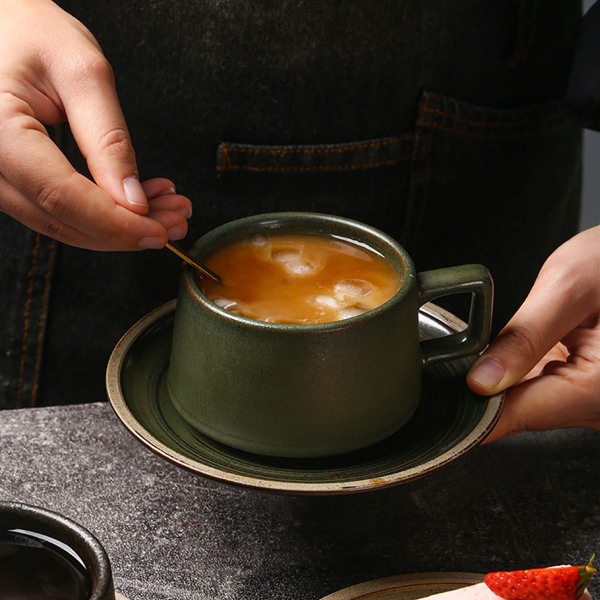 220 ml keramisk kaffekopp set, lattekopp, enkel handtvättad kaffekopp i keramik.