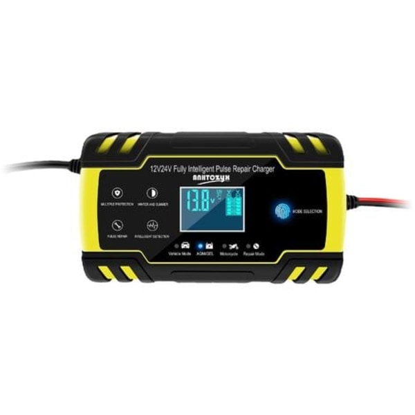 8A 12V/24V bærbar smart batterilader med LCD-berøringsskjerm