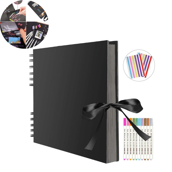 Fotoalbum 80 svarta sidor klippbok fotoalbum för självdesign 40 ark 29x21,5cm fotobok för limning DIY