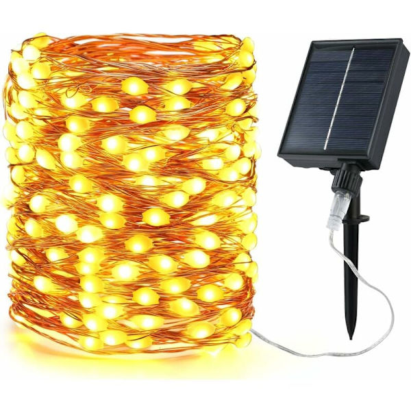 FlkwoH udendørs solcelle-guirlandelys, BrizLabs 20M 200 LED Guinguette udendørs 3 gange større perler Vandtæt 8 tilstande Kobbertrådsdekoration