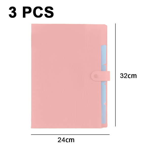 3 stk. Udvidelige filmapper, A4-brevstørrelse Accordion-dokument