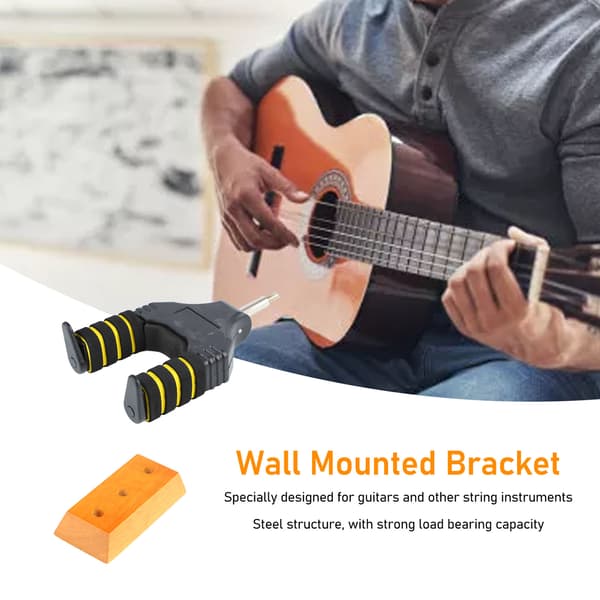 Guitarophæng Væghængt Automatisk Låsende Stål Solid Træbase Høj Belastning Guitar Krog Holder