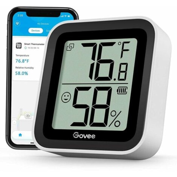 Termometer Hygrometer Bluetooth Digital Temperatur Fuktighet Monitor for Hjem, Trådløs Temperatur Fuktighetssensor for Drivhus, Kjeller,