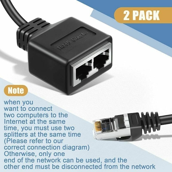 RJ45 Ethernet-kaapeli 2 kpl Verkkoadapteri Ethernet-jakaja-adapteri Ethernet-jatkojohto Kaksinkertainen verkkokaapeli Cat5 Cat5e Cat6 Cat7 LAN-adapteriin