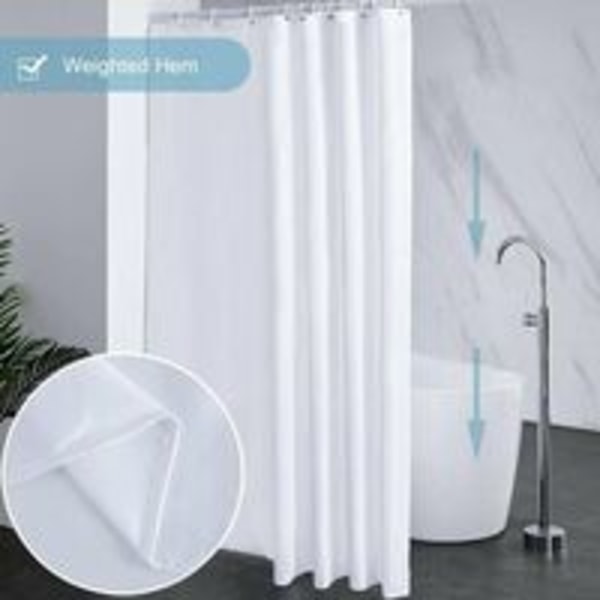 1 stk. skimmelresistent bruseforhæng vaskbart vandtæt stof store polyester bruseforhæng til badekar eller badeværelse hvid 200x220cm
