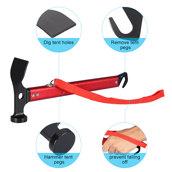 3 färger bärbar aluminiumlegering handtag utomhus camping hammare tältpinne insatsdragare