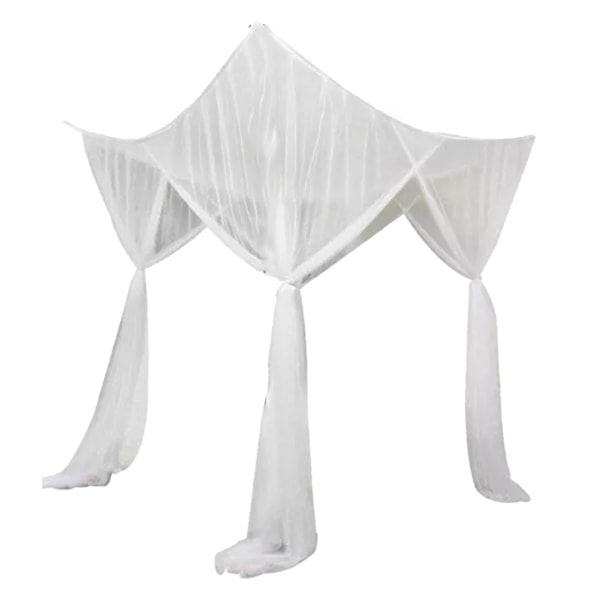 Square Bed Canopy Polyester Effective Protection 4 Corner Canopy Durable for Home White