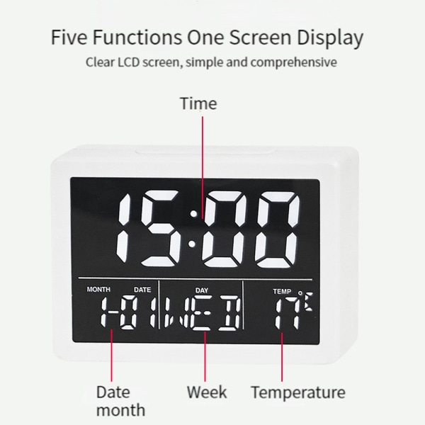 Suuri näyttö yksinkertainen LED-kello yöpöydän herätyskello