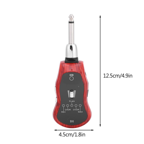 Portabel Bluetooth-gitarr-effektpedal med 3,5 mm utgångsjack, 5 ljudlägen, tillbehör