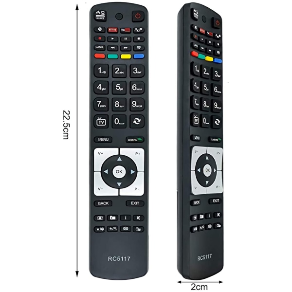 RC5117 TV-fjernbetjening, tilpasser sig de fleste tv'er