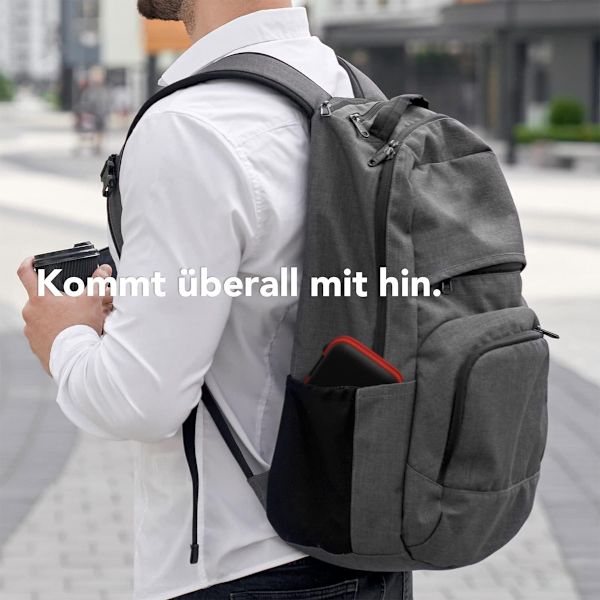 In-ear universal taske med mesh-rum med hård opbevaringsboks, beskyttelsestaske med rund lynlås, firkantet, sort og rosarød