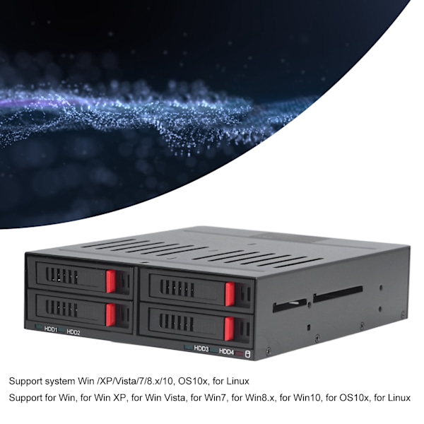 4 Bay HDD-bur med chassis 5,25 tommers stasjonsbrønn 2,5 tommers SATA mobilstativ Kompatibel 9,5 mm 12,5 mm tykke bunnharde disker SSD-er