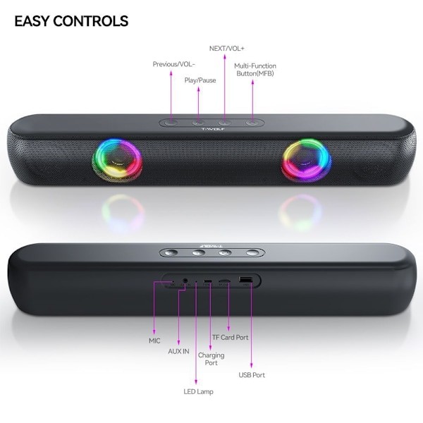 BT320 Langaton Bluetooth RGB-valaistus Pöytäkaiutin