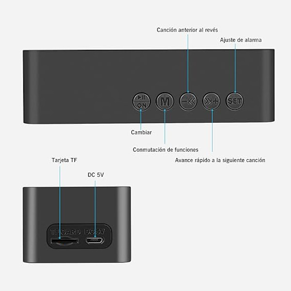 Digitaalinen herätyskello peili LED-näytöllä, 5.0 Bluetooth-kaiutin, kaksoishälytys Herätyskello ympäristön lämpötilanäytöllä