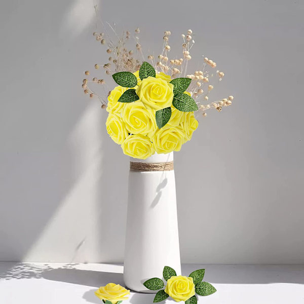 Konstgjord blomma röd ros 25st/50st äkta falska rosor Yellow 25pcs