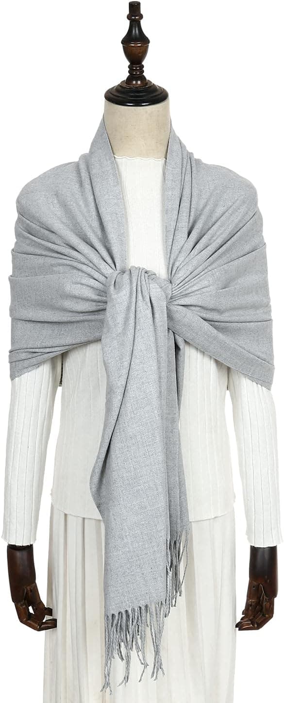Dame Sjal Pashmina Sjal og Wraps til Bryllupper Sjal til Kvinder Vin Light Grey