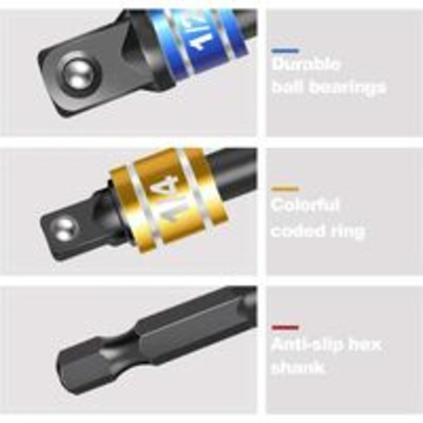 Impact Driver Socket Adapter Set med magnetisk bithållare för