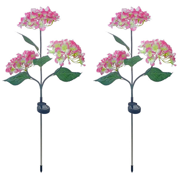 2-pack solcellslampor utomhus, färgglada, hortensia blomljus