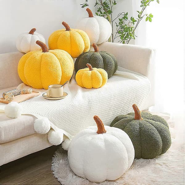 Plush Pumpa Kudde, Halloween Pumpa Fylld Leksak Pumpa 3D Forma Kudde För Heminredning White 20 cm